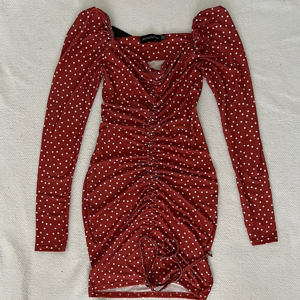 Terracotta Front Long Sleeve Bodycon Dress